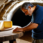 Artisan Cheese Maker**

"A skilled queijeiro in Portugal, carefully inspecting a wheel of queijo da Serra da Estrela in a traditional cheese cave. The scene is lit by soft, natural light. He's wearing appropriate, modest clothing for cheesemaking. Safe for work. Perfect anatomy, correct proportions, well-formed hands. Appropriate content. Professional photography, high quality, natural pose, fully clothed."

**