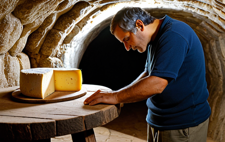 Artisan Cheese Maker**

"A skilled queijeiro in Portugal, carefully inspecting a wheel of queijo da Serra da Estrela in a traditional cheese cave. The scene is lit by soft, natural light. He's wearing appropriate, modest clothing for cheesemaking. Safe for work. Perfect anatomy, correct proportions, well-formed hands. Appropriate content. Professional photography, high quality, natural pose, fully clothed."

**
