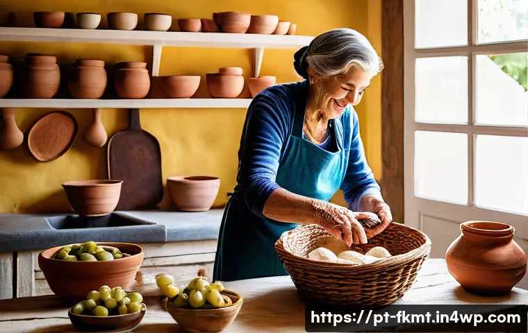 전통 발효식품을 이용한 새로운 간식 아이디어 - **A Rustic Portuguese Kitchen: Generational Fermentation Wisdom**
    "A cozy, sunlit rustic kitchen...