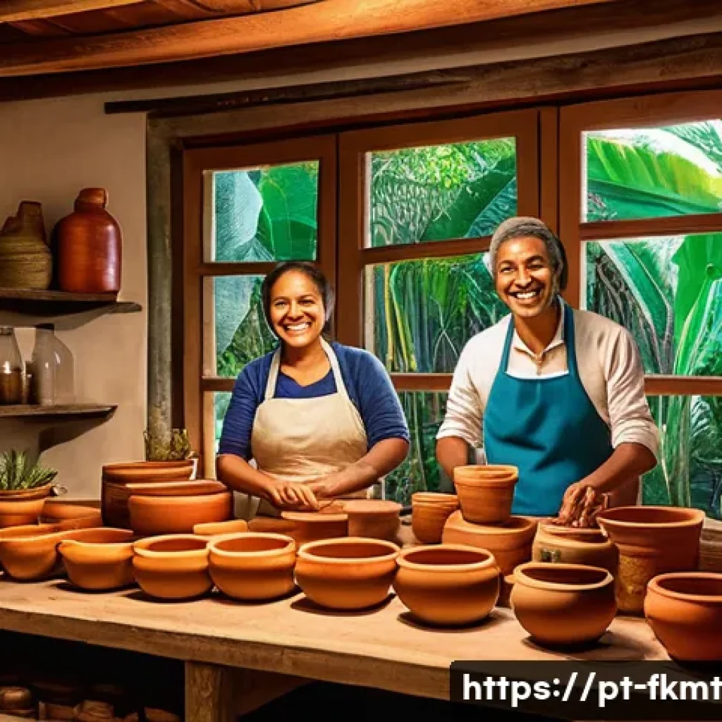 발효식품의 새로운 영양학적 가치 발견 - A vibrant, detailed kitchen scene showcasing a Brazilian family preparing traditional fermented food...