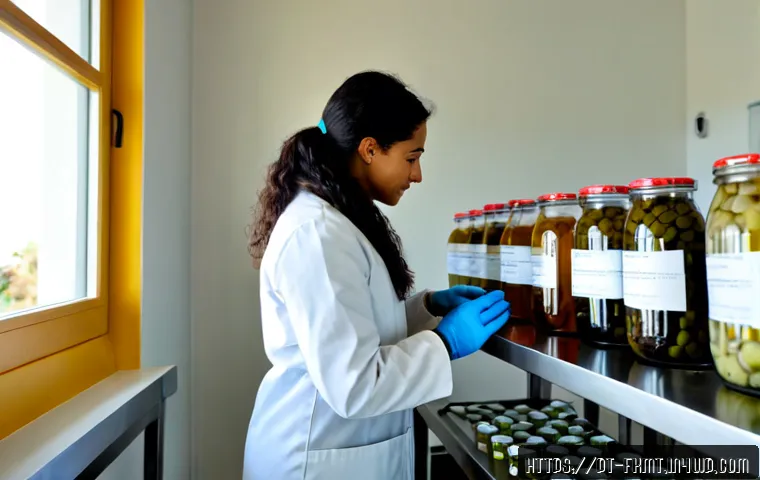 Home 17 발효식품의 현대적 연구 동향 - Photorealistic modern food science laboratory in Portugal, a researcher in a clean white coat and pr...